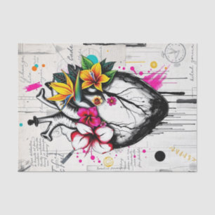 Vibrant Heart & Tropical Blooms Decoupage Bold Tissue Paper