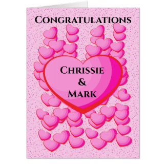 Vibrant Hearts in Shades of Pink Polka Dots Love Card