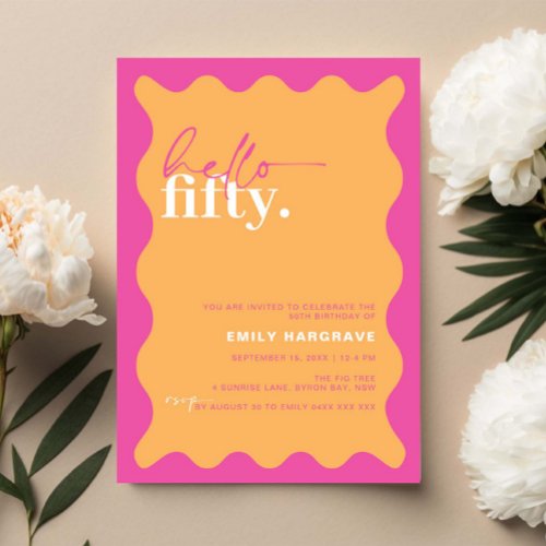 Vibrant Hello Fifty 50th Birthday Party Invitation