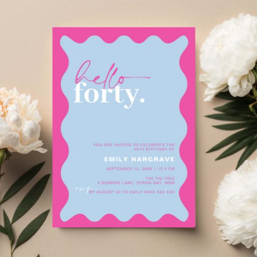 Vibrant Hello Forty 40th Birthday Party Invitation