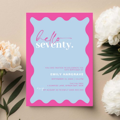 Vibrant Hello Seventy 70th Birthday Party Invitation