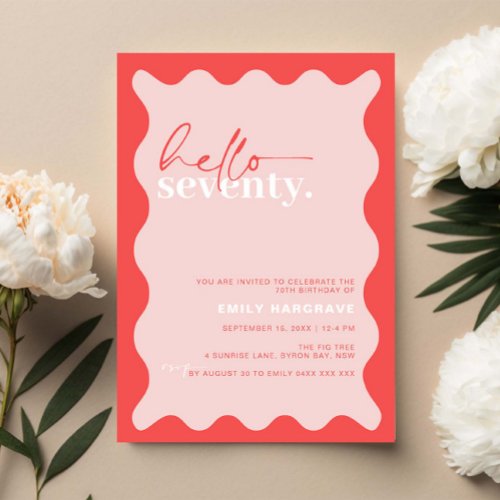 Vibrant Hello Seventy 70th Birthday Party Invitation