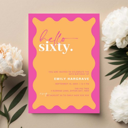 Vibrant Hello Sixty 60th Birthday Party Invitation