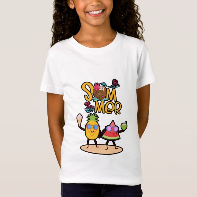 Vibrant Hello Summer | Colorful Ocean Animals T-Shirt (Front)