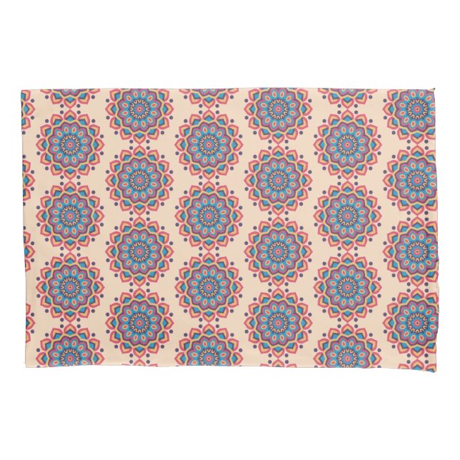 Vibrant Hexcolor Mandala Pillow Case (Front)