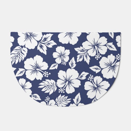 Vibrant Hibiscus Floral Seamless Pattern Doormat