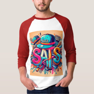 "Vibrant Hip-Hop 'Hats' Street Art T-Shirt" T-Shirt