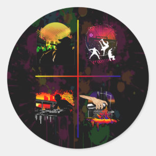 Vibrant Hip Hop Street Culture Bold Colorful Urban Classic Round Sticker