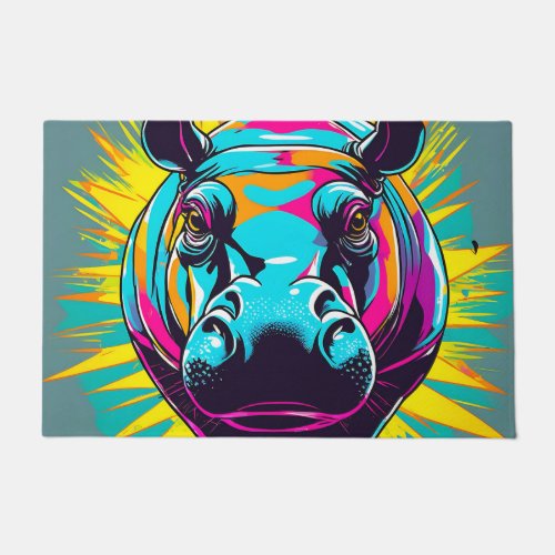 Vibrant Hippo Animal Doormat