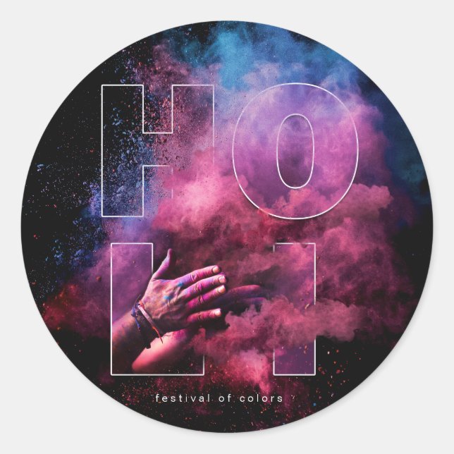 Vibrant Holi Festival of Colors Design Classic Round Sticker (Front)