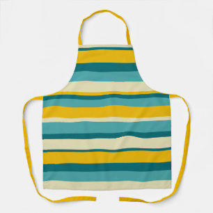 Vibrant Horizontal Stripes in Yellow and Teal Apron