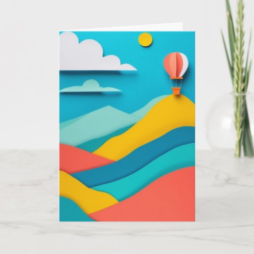 Vibrant Hot Air Balloon Ascend Card