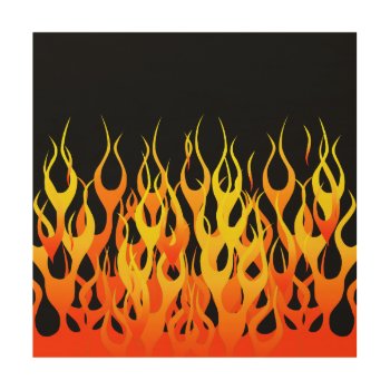 Vibrant Hot Classic Racing Flames On Fire Wood Wall Art by MustacheShoppe at Zazzle