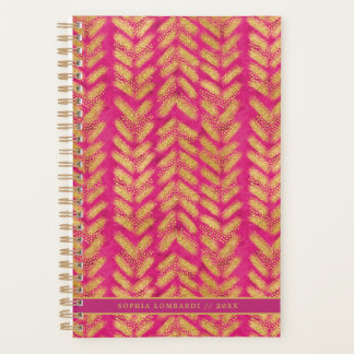 Vibrant Hot Pink and Gold Pattern Planner