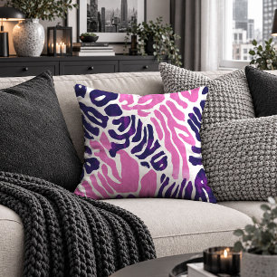 Vibrant Hot Pink Animal Print Accent Pillow Design