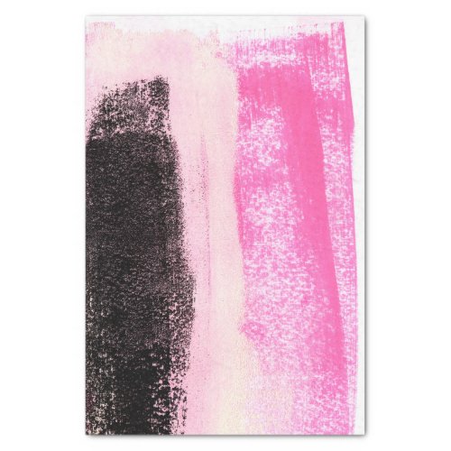 Vibrant Hot Pink Black Abstract Ink Tissue Paper