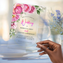 Vibrant Hot Pink Floral Acrylic Wedding