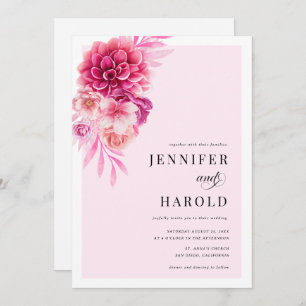 Vibrant Hot Pink Flowers Wedding Invitation