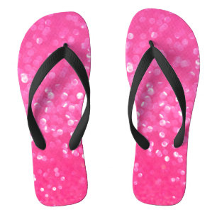 Vibrant Hot Pink Glitter Sparkle Texture Photo Flip Flops
