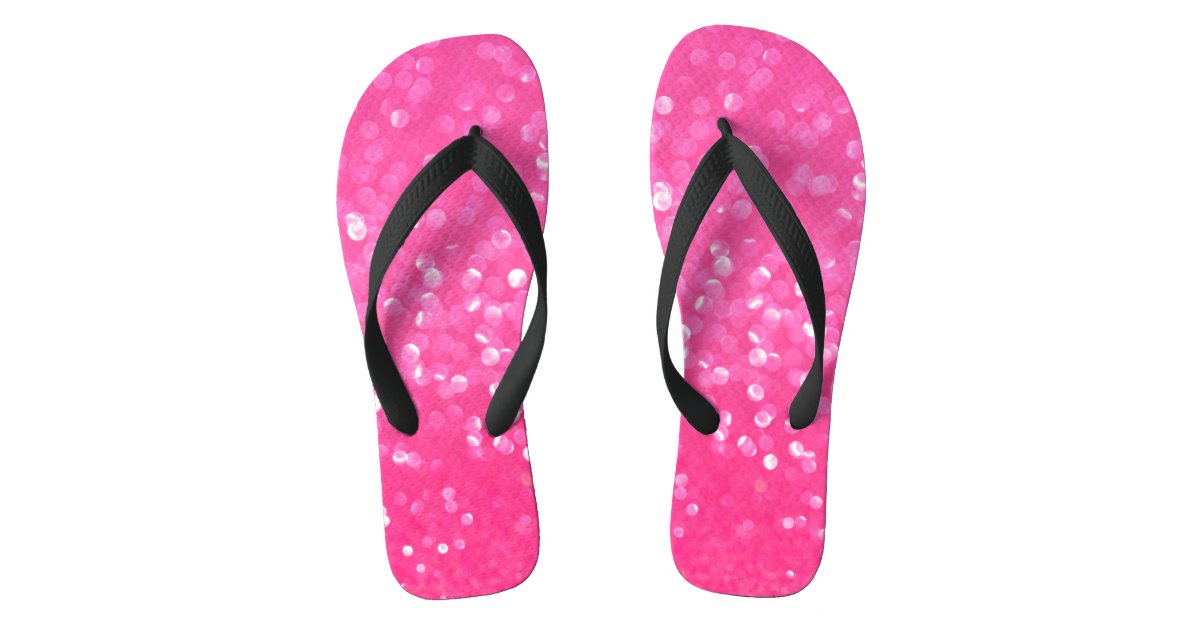 Texture Phot Vibrant Hot Pink Glitter Sparkle Texture Photo Flip Flops | Zazzle