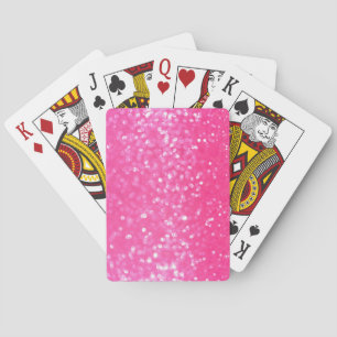 Vibrant Hot Pink Glitter Sparkle Texture Photo Poker Cards