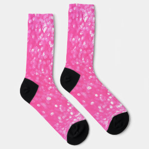 Vibrant Hot Pink Glitter Sparkle Texture Photo  Socks