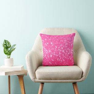 Vibrant Hot Pink Glitter Sparkle Texture Photo Throw Pillow