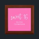 Vibrant Hot Pink Name Sweet 16 Birthday Gift Box<br><div class="desc">Vibrant Hot Pink Name Sweet 16 Birthday Party.  Minimal and modern to commemorate turning sixteen. With a set informal script for Sweet 16 and personalise with recipient’s name.</div>