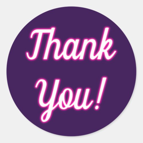 Vibrant Hot Pink Neon Glow Thank You Labels Purple
