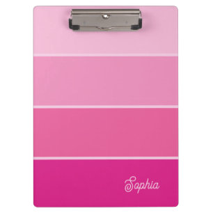 Vibrant Hot Pink   Ombre Stripes with Script Clipboard