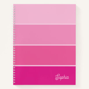 Vibrant Hot Pink Ombre Stripes with Script Notebook