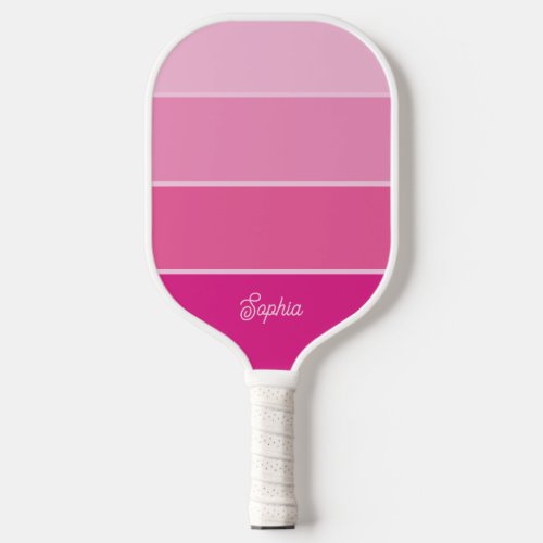 Vibrant Hot Pink  Ombre Stripes with Script Pickleball Paddle