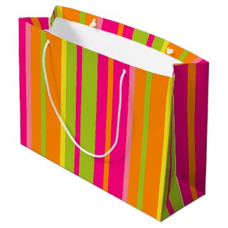 Vibrant Hot Pink, Orange, Green and Yellow Stripes