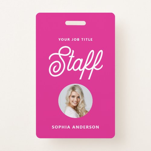 Vibrant Hot Pink  Photo and Trendy Script Badge