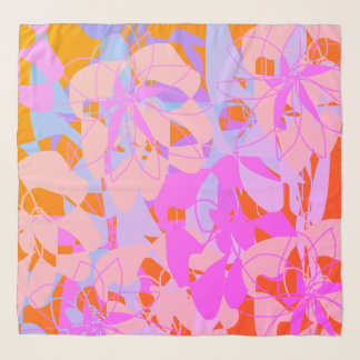 Vibrant Hot Pink Red Floral Feminine Chiffon Scarf
