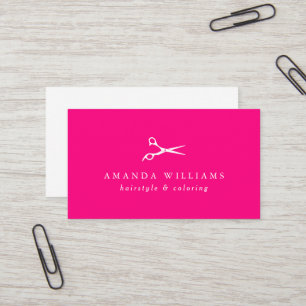 Vibrant hot pink Scissors Hair Stylist  Business Card