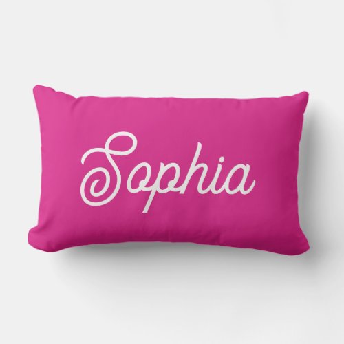 Vibrant Hot Pink  Your Name in Script Lumbar Pillow