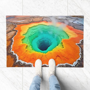 Vibrant Hot Spring: Earth's Wonder Art Doormat