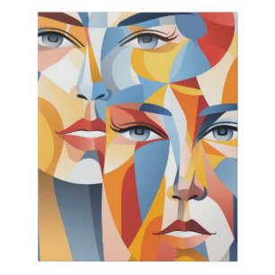 Vibrant human face abstract art faux canvas print