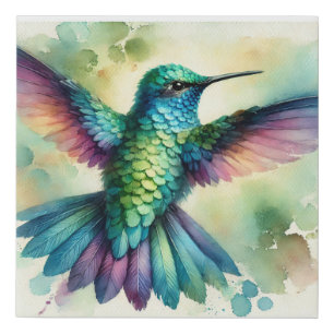 Vibrant Hummingbird 240824AREF124 - Watercolor Faux Canvas Print
