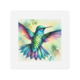 Vibrant Hummingbird 240824AREF124 - Watercolor Metal Print