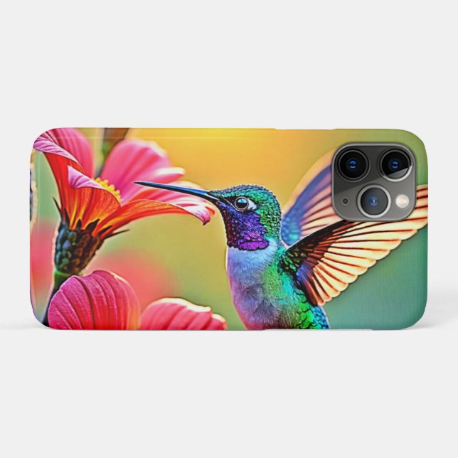 Vibrant Hummingbird at Sunset Design Case-Mate iPhone Case (Back (Horizontal))