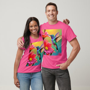Vibrant Hummingbird at Sunset Design T-Shirt