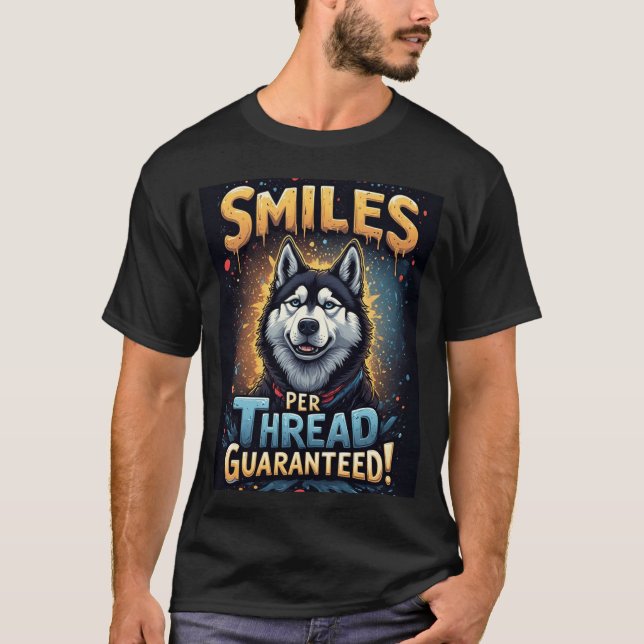 Vibrant Husky With Bold Typography T-Shirt (Front)