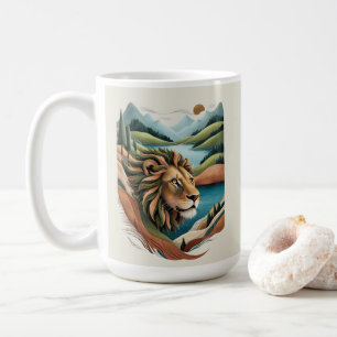 Vibrant Hybrid Lion Illustration Wildlife Coffee Mug
