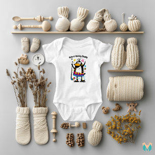 Vibrant Ice Hockey Penguin Design for Kids Baby Bodysuit