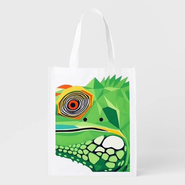 Vibrant Iguana Reusable Tote Green (Front)