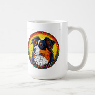 Vibrant Illustrated Portrait of a Dog Coffee Mug