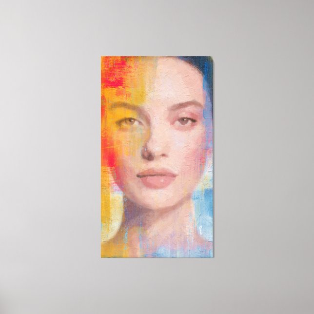 Vibrant Impasto Abstract Portrait Canvas Print (Front)