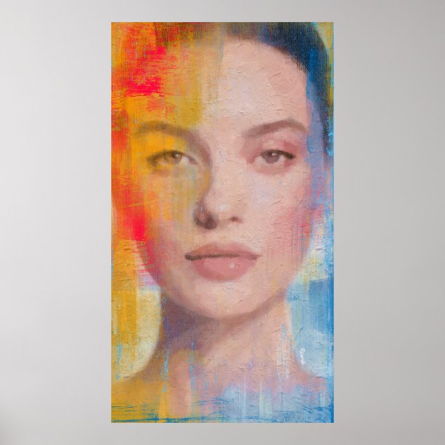 Vibrant Impasto Abstract Portrait Poster (Front)